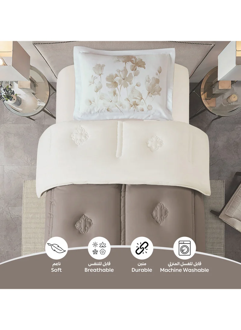 Donetella Bedding Comforter Set, Single Size 170x230 cm - 2-Pcs Digital Print Quilted Bed Set, Microfiber Fabric - 1 Comforter And  1 Pillow Sham