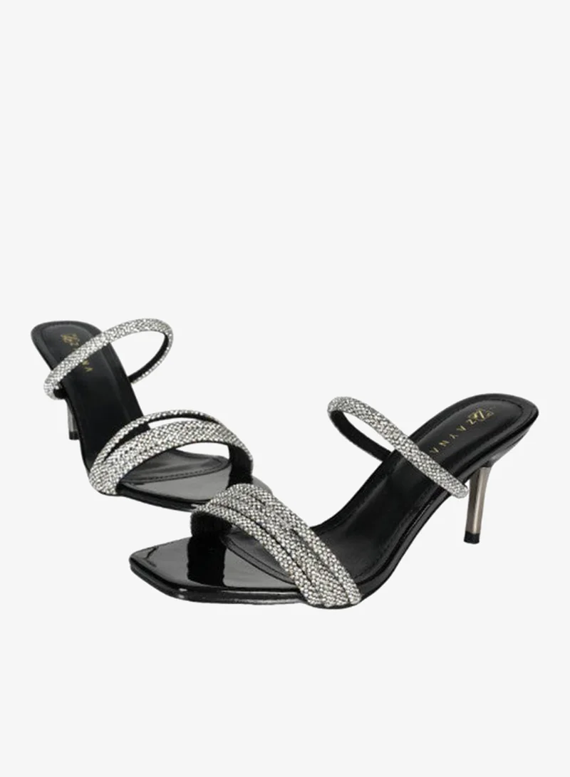 ZAYNA 221-67 Zayna Ladies  Fashion Mid Heel Slip on 10G681-9 Black