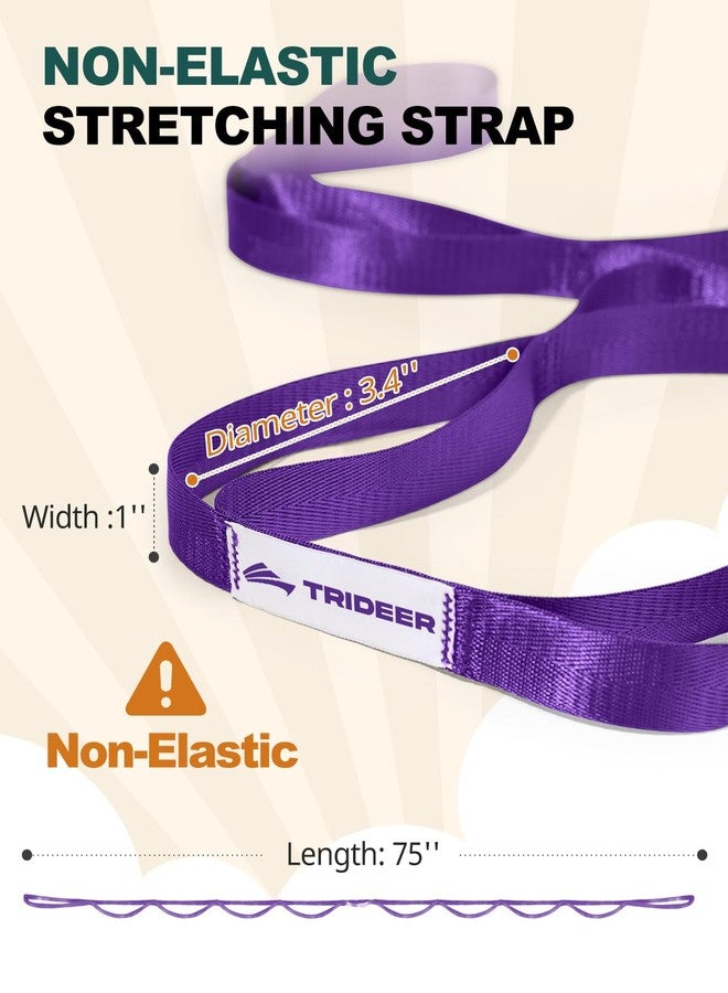 Trideer Stretching Strap Yoga Strap Physical Therapy for Home Workout, Exercise, Pilates and Gymnastics, 10 Loops Non-Elastic Stretch Bands with Aesthetic Packaging for Women & Men (Purple) - Image 2