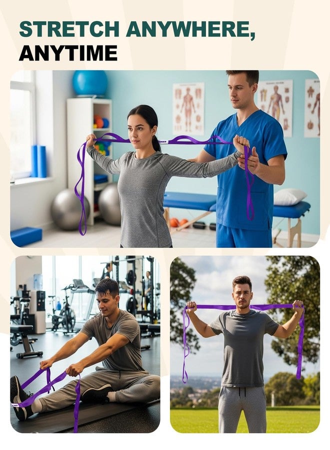 Trideer Stretching Strap Yoga Strap Physical Therapy for Home Workout, Exercise, Pilates and Gymnastics, 10 Loops Non-Elastic Stretch Bands with Aesthetic Packaging for Women & Men (Purple) - Image 3