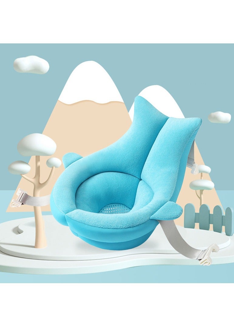 SOLARAE حوض استحمام للأطفال، تصميم محيطي خيالي، مقعد استحمام غير قابل للانزلاق، يجعل وقت استحمام الأطفال ممتعًا، موبي الأزرق - Image 2