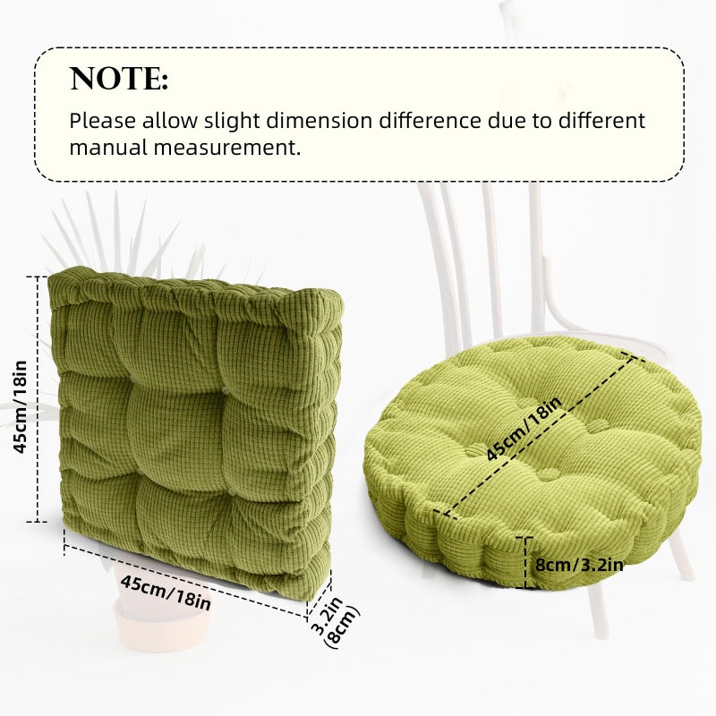 Gfobip 2 Pack Large Square and Round Floor Cushions for Adults Meditation Floor Pillow Green Corduroy Floor Seat Pillows Cushion for Living Room Balcony Tatami Yoga,18x18 Inch - Image 5