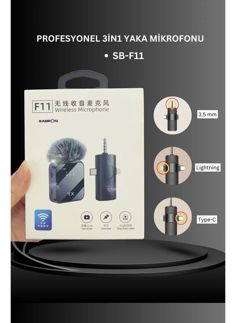 JAJEEK Portable Dual Mini F11-2 Wireless Lavalier Mic 3 in 1 USB C MIC Noise Canceling Tiny Lavalier Microphone for Video Recording YOUTUBE - Image 4