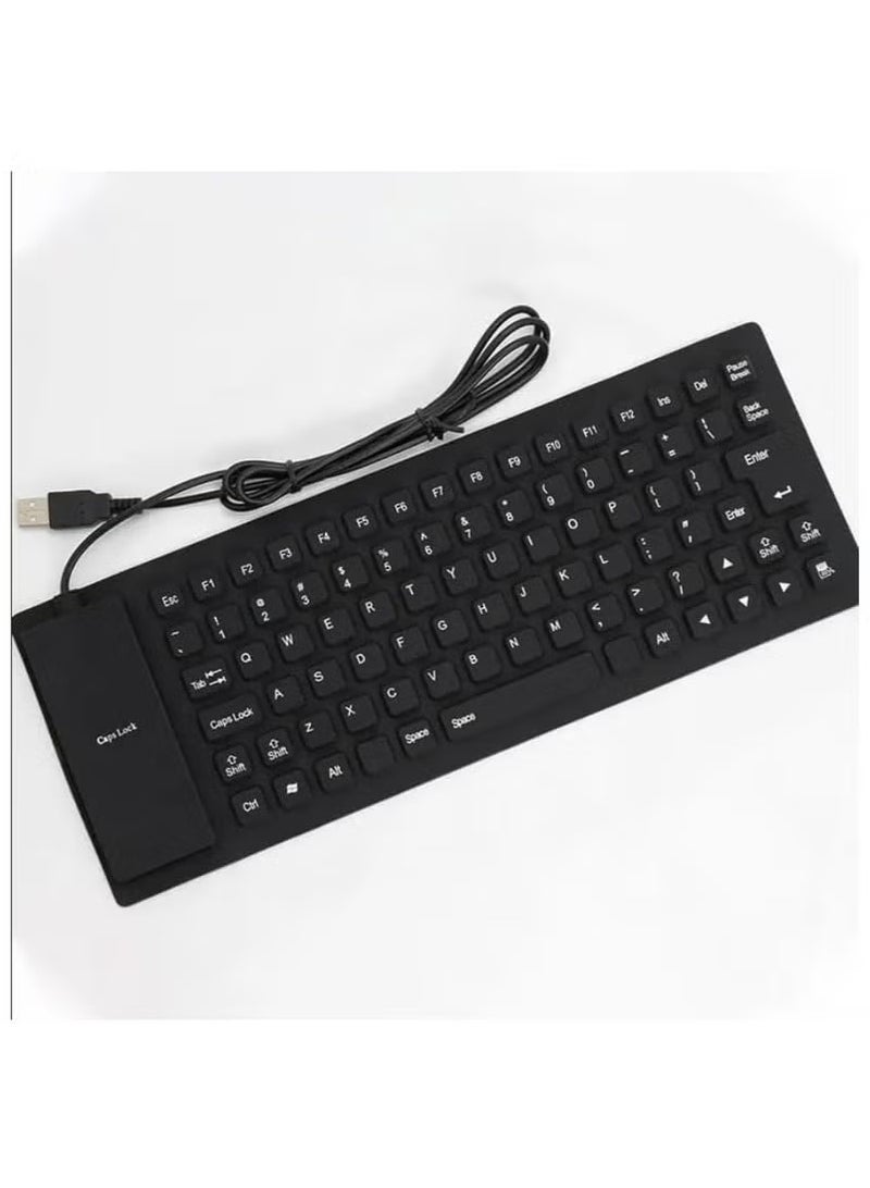 Foldable Keyboard Silicon For Travel/Mobility/Space Management, PS2 Computer Laptop PC Keyboard, Waterproof Material, Responsive Low-Profile Keys, Foldable & Portable, Black - Image 3