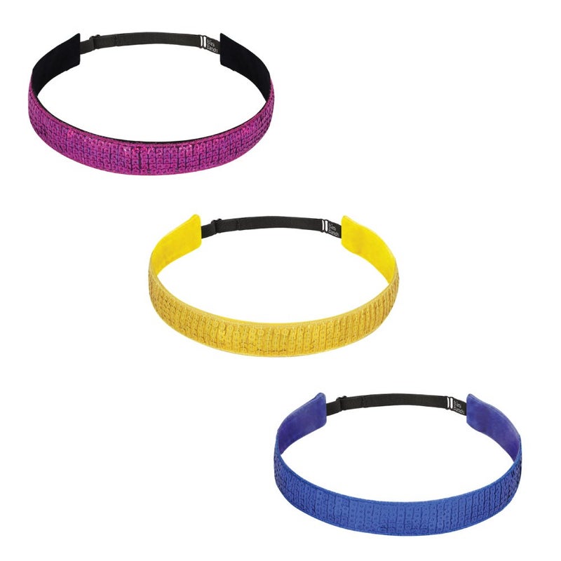 Bani Bands BaniBands 3-Pack Headbands for Women Sports | Perfect for Workout Exercise Yoga Sweat Active Fitness Athletic Gym Running Jogging | No Slip Bands | Made in USA | Royal, Yellow, Orchid - Image 1