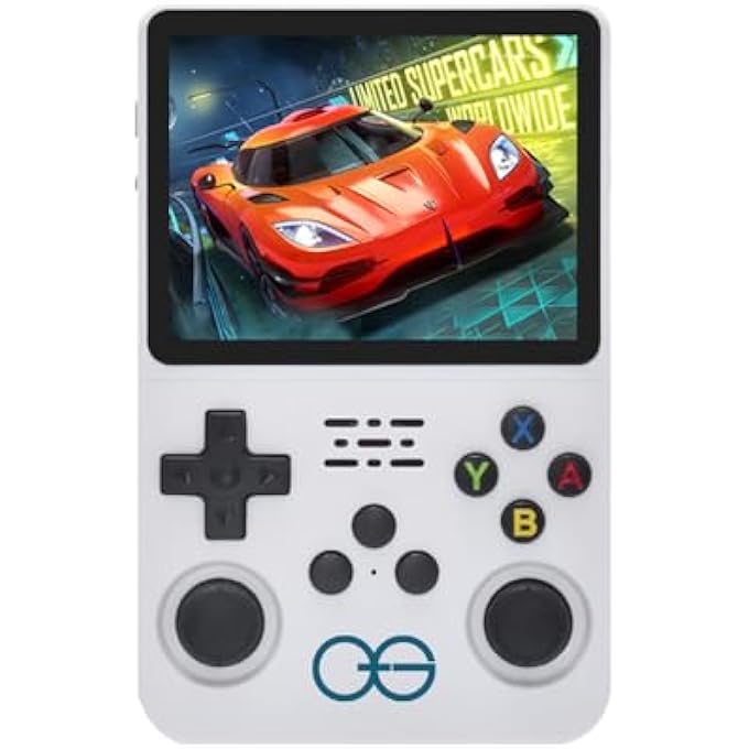 QUANTUMG - R36S RETRO HANDHELD GAME CONSOLE WITH 3.5 INCH IPS HD DISPLAY, LINUX SYSTEM, 1000 INBUILT GAMES, 64GB GAME CARD  COMPACT POCKET VIDEO GAME (WHITE) - Image 1