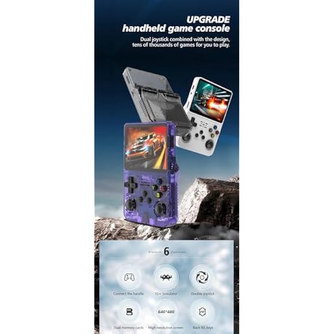 QUANTUMG - R36S RETRO HANDHELD GAME CONSOLE WITH 3.5 INCH IPS HD DISPLAY, LINUX SYSTEM, 1000 INBUILT GAMES, 64GB GAME CARD  COMPACT POCKET VIDEO GAME (WHITE) - Image 5