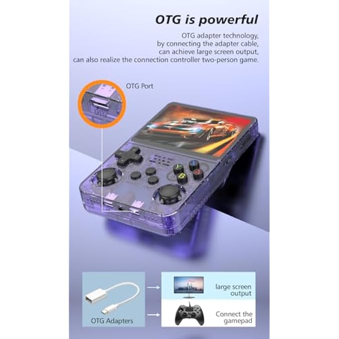 QUANTUMG - R36S RETRO HANDHELD GAME CONSOLE WITH 3.5 INCH IPS HD DISPLAY, LINUX SYSTEM, 1000 INBUILT GAMES, 64GB GAME CARD  COMPACT POCKET VIDEO GAME (WHITE) - Image 4