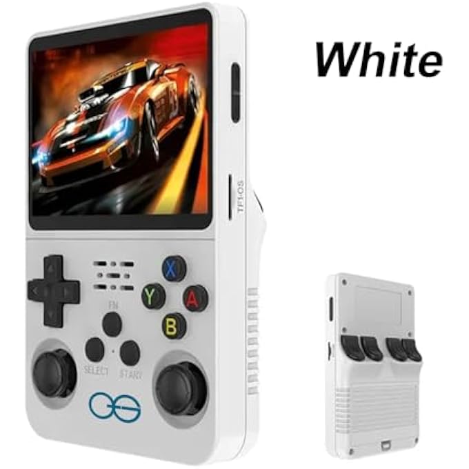 QUANTUMG - R36S RETRO HANDHELD GAME CONSOLE WITH 3.5 INCH IPS HD DISPLAY, LINUX SYSTEM, 1000 INBUILT GAMES, 64GB GAME CARD  COMPACT POCKET VIDEO GAME (WHITE) - Image 2