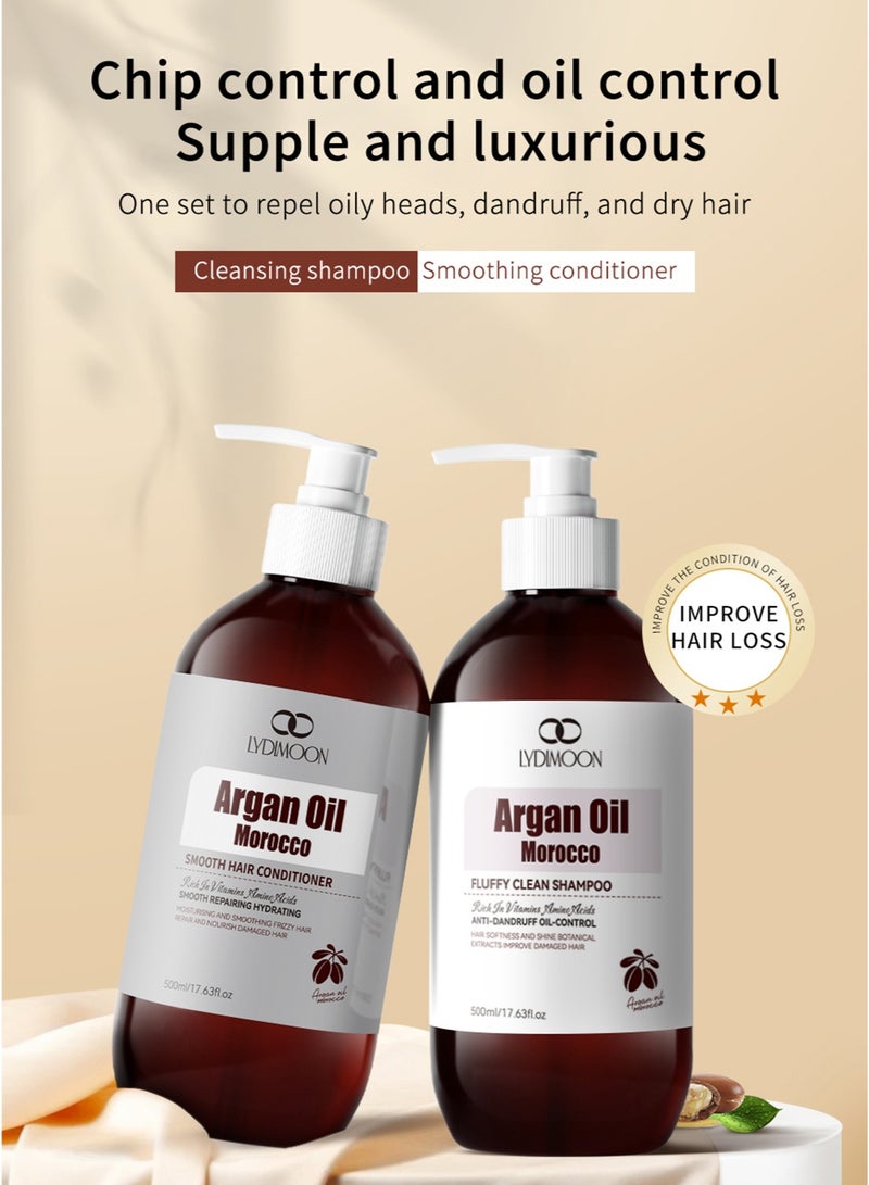 LYDIMOON Argan Oil Shampoo & Conditioner Set 500ml | Anti-Dandruff Oil Control Volumizing Hair Care - Image 2