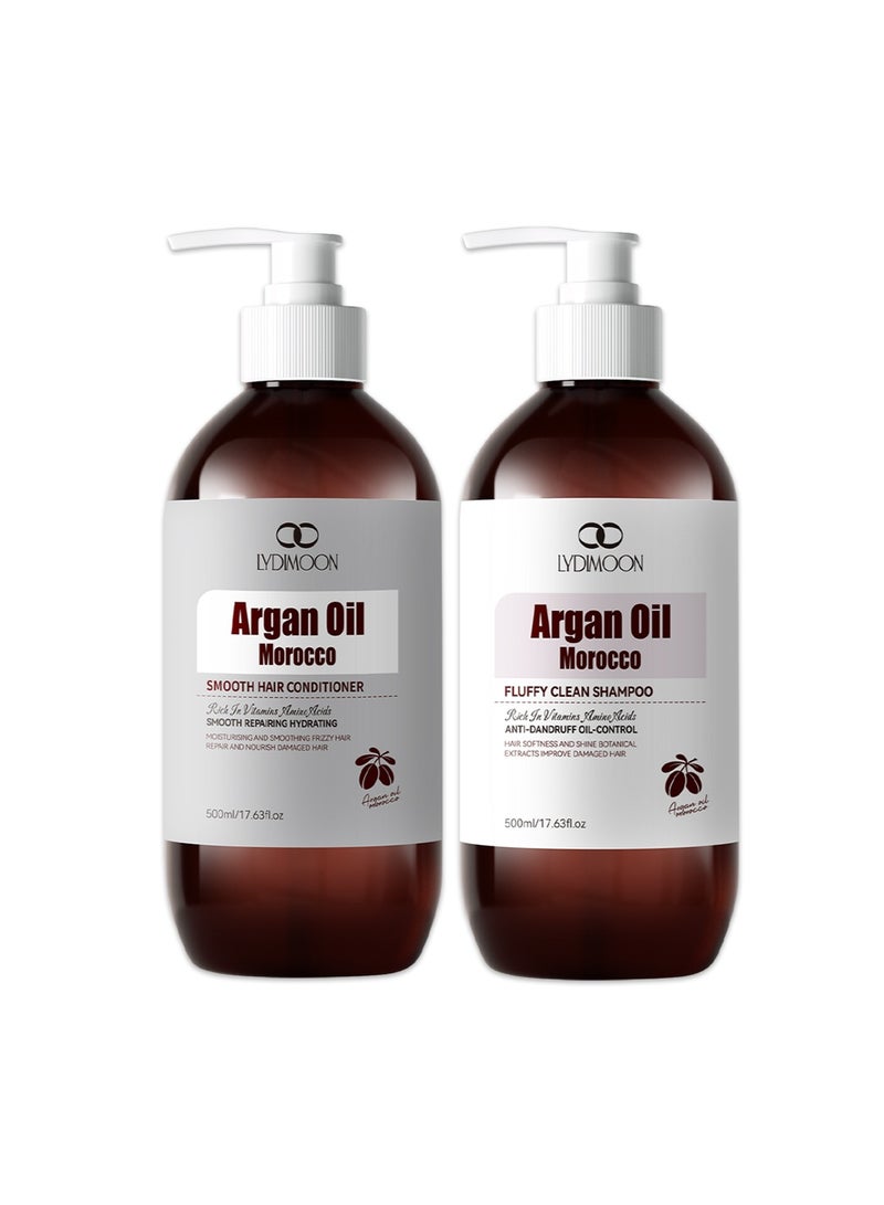 LYDIMOON Argan Oil Shampoo & Conditioner Set 500ml | Anti-Dandruff Oil Control Volumizing Hair Care - Image 1