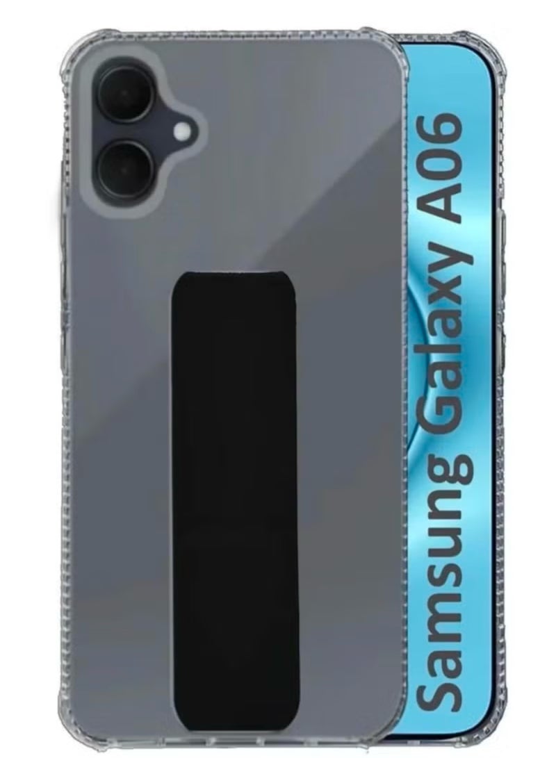Case Cover For Samsung Galaxy A06 With Magnetic Hand Grip 3 in 1 Clear / Black  - Image 1
