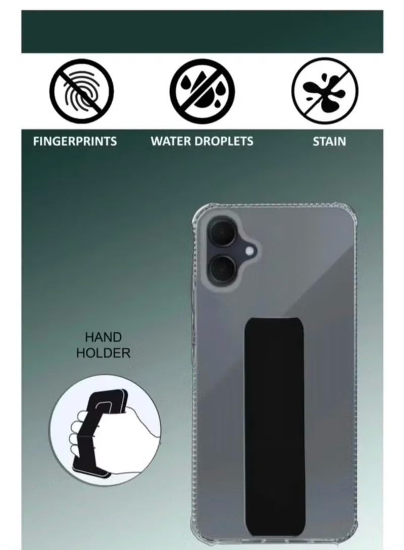 Case Cover For Samsung Galaxy A06 With Magnetic Hand Grip 3 in 1 Clear / Black  - Image 2