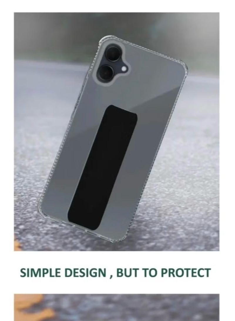 Case Cover For Samsung Galaxy A06 With Magnetic Hand Grip 3 in 1 Clear / Black  - Image 3