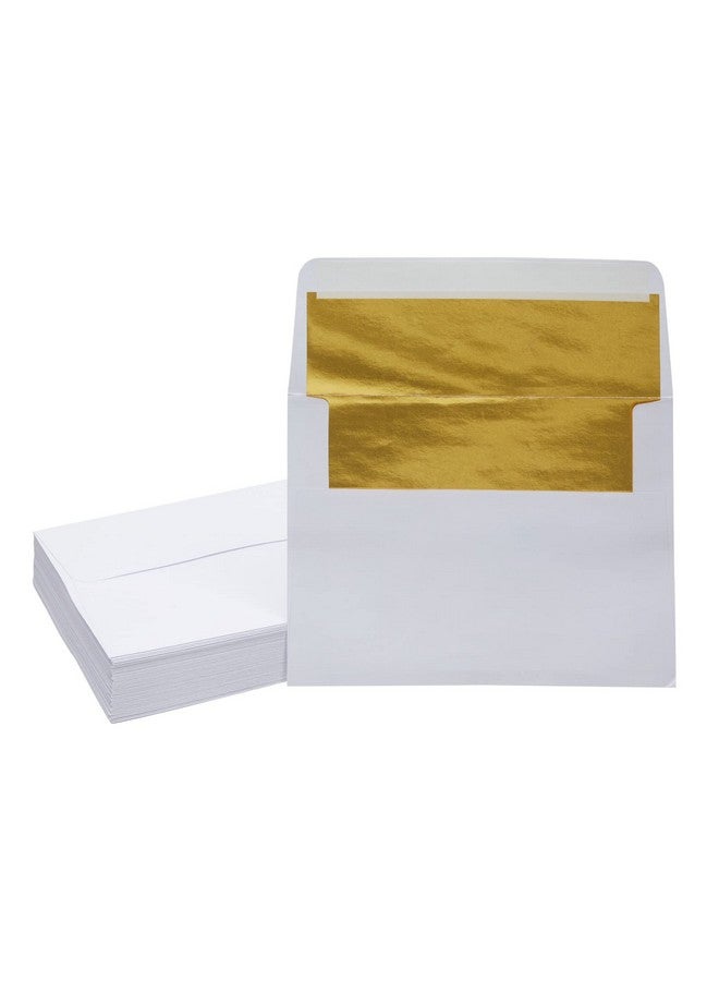 Best A7 Invitation Envelopes With Gold Lining For Wedding (White 5X7 In 50 Pack) - Image 1