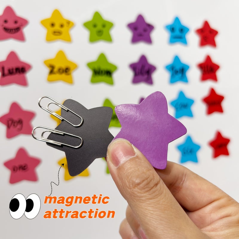 Magnetic Rewritable Note Set With 20 Star Stickers And 1 Blue Eraser Marker For Fridge Home Office Word Lists Name Tags Memo Decoration - Image 2