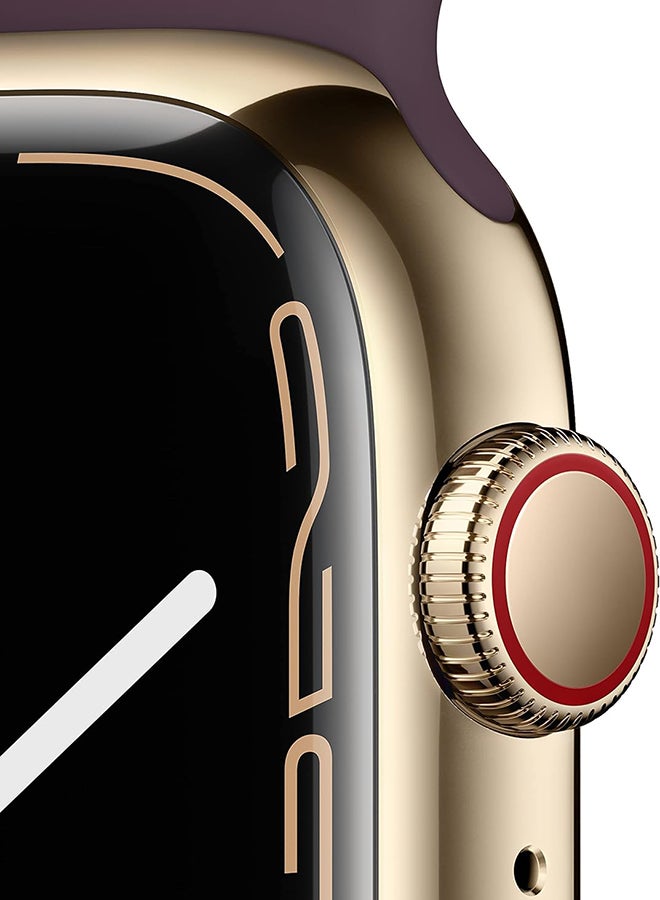 Apple Renewed - Watch Series 7 (GPS + Cellular, 45MM) Gold Stainless Steel Case With Sport Band Dark Cherry - Image 2