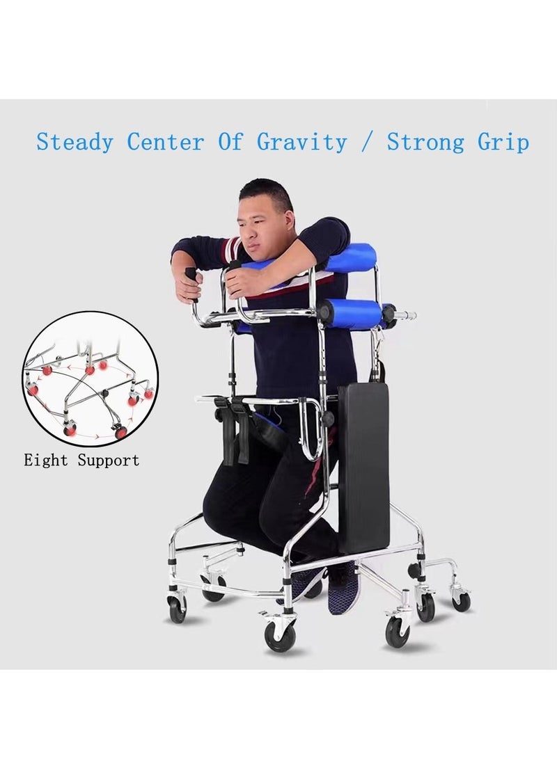 Cool Baby COOLBABY Walker For The Elderly.8-Wheel Walker. With Handbrake And Seat Cushion.Adjustable Height And Width. Anti-Rollover And Anti-Backflip. Lower Limb Auxiliary Training Walker - Image 2