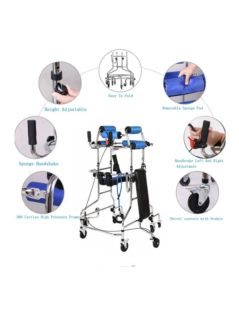 Cool Baby COOLBABY Walker For The Elderly.8-Wheel Walker. With Handbrake And Seat Cushion.Adjustable Height And Width. Anti-Rollover And Anti-Backflip. Lower Limb Auxiliary Training Walker - Image 5