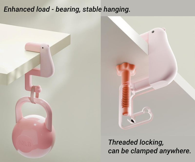 CHOUYUHE 3Pack Duck Shaped Purse Hook for Table Heavy Duty - No Drill Desk Clamp Bag Holder, Foldable Non-Slip Hanger for Office/School/Kitchen, Space Saving Shelf Hooks with Protective Rubber Pad - Image 4