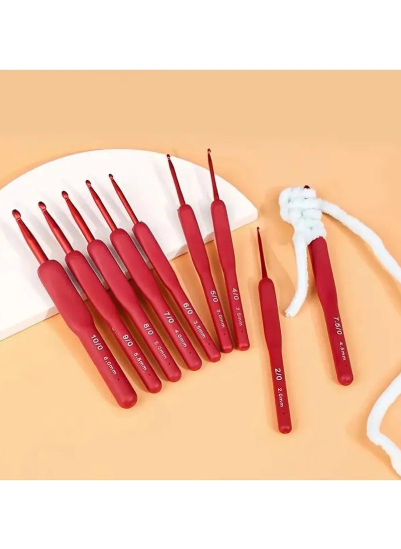 Ozn Aksesuar Ozn Accessory Silicone Handle Red Crochet Set 8 Pieces  - Image 2