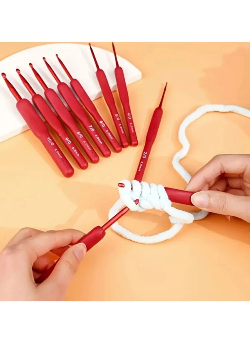 Ozn Aksesuar Ozn Accessory Silicone Handle Red Crochet Set 8 Pieces  - Image 3