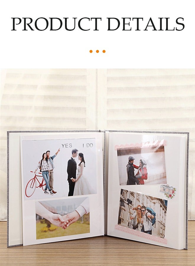 DUNISO ألبوم قصاصات يدوي، ألبوم قصاصات ذات صفحات لاصقة، ألبوم تذكاري مصنوع يدويًا، مناسب للتخرج والسفر وذكرى الزواج، 28 * 26.6 سم، رمادي، 20 صفحة - Image 3