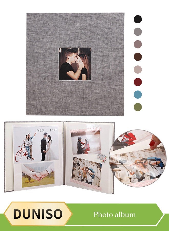 DUNISO ألبوم قصاصات يدوي، ألبوم قصاصات ذات صفحات لاصقة، ألبوم تذكاري مصنوع يدويًا، مناسب للتخرج والسفر وذكرى الزواج، 28 * 26.6 سم، رمادي، 20 صفحة - Image 1