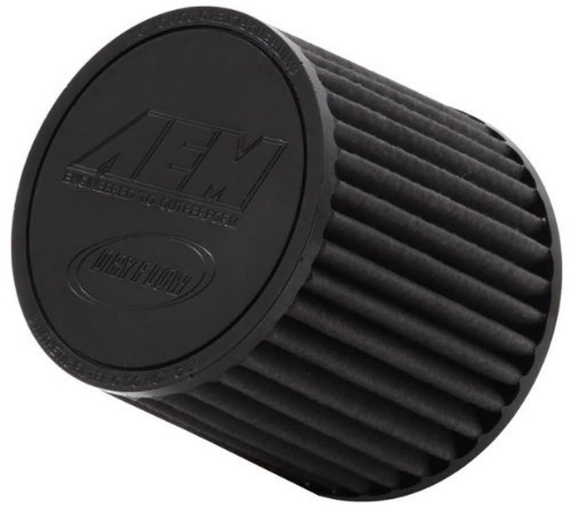 AEM 21-202BF Universal DryFlow Clamp-On Air Filter: Round Tapered; 2.75 in (70 mm) Flange ID; 5.25 in (133 mm) Height; 6 in (152 mm) Base; 5.125 in (130 mm) Top - Image 1