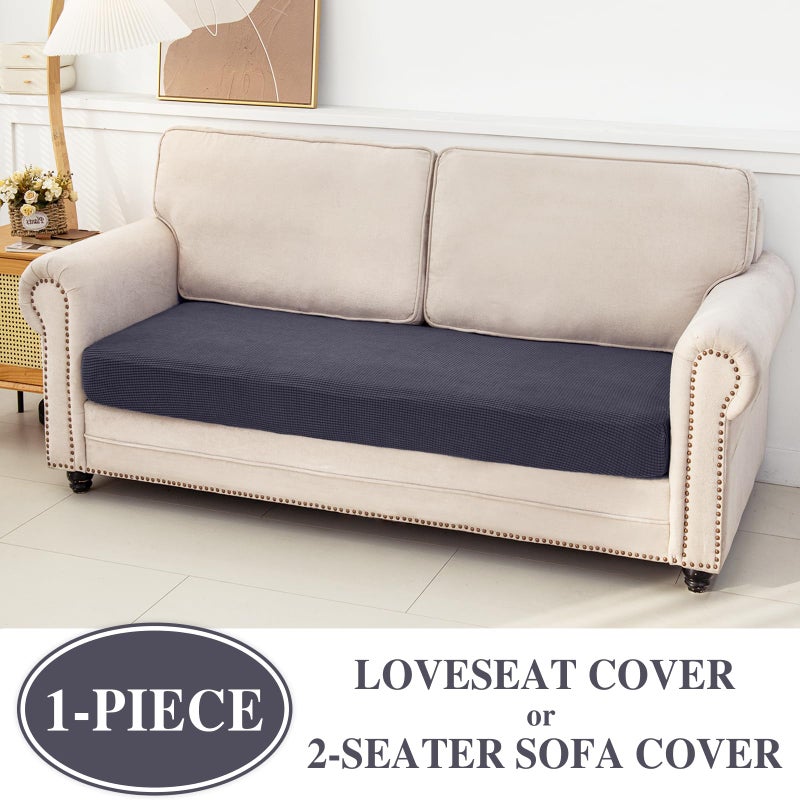 LA MEACK Couch Cushion Cover Loveseat Cover or 2 Seat Sofa Cover Washable Stretch Sectional Sofa Slipcover(1 Piece for Loveseat or Sofa 2-Seater, Dark Grey) - Image 2