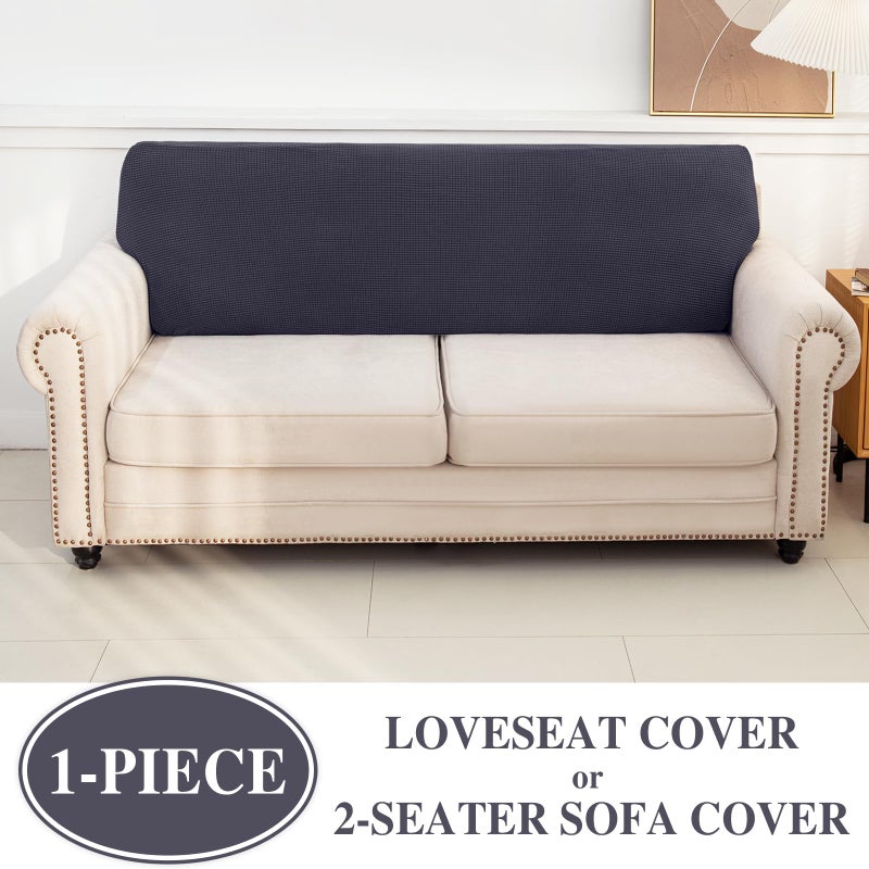 LA MEACK Couch Cushion Cover Loveseat Cover or 2 Seat Sofa Cover Washable Stretch Sectional Sofa Slipcover(1 Piece for Loveseat or Sofa 2-Seater, Dark Grey) - Image 3