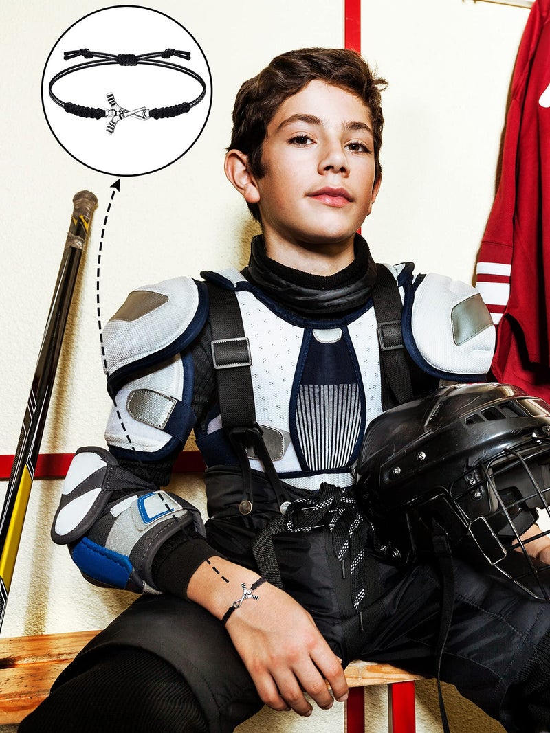 Jadive 20 Pcs Field Hockey Bracelets Gifts Adjustable Rope Hockey Jewelry Charms Team Gifts Bulk for Valentines Friends Players Coaches(Black Rope) - Image 4