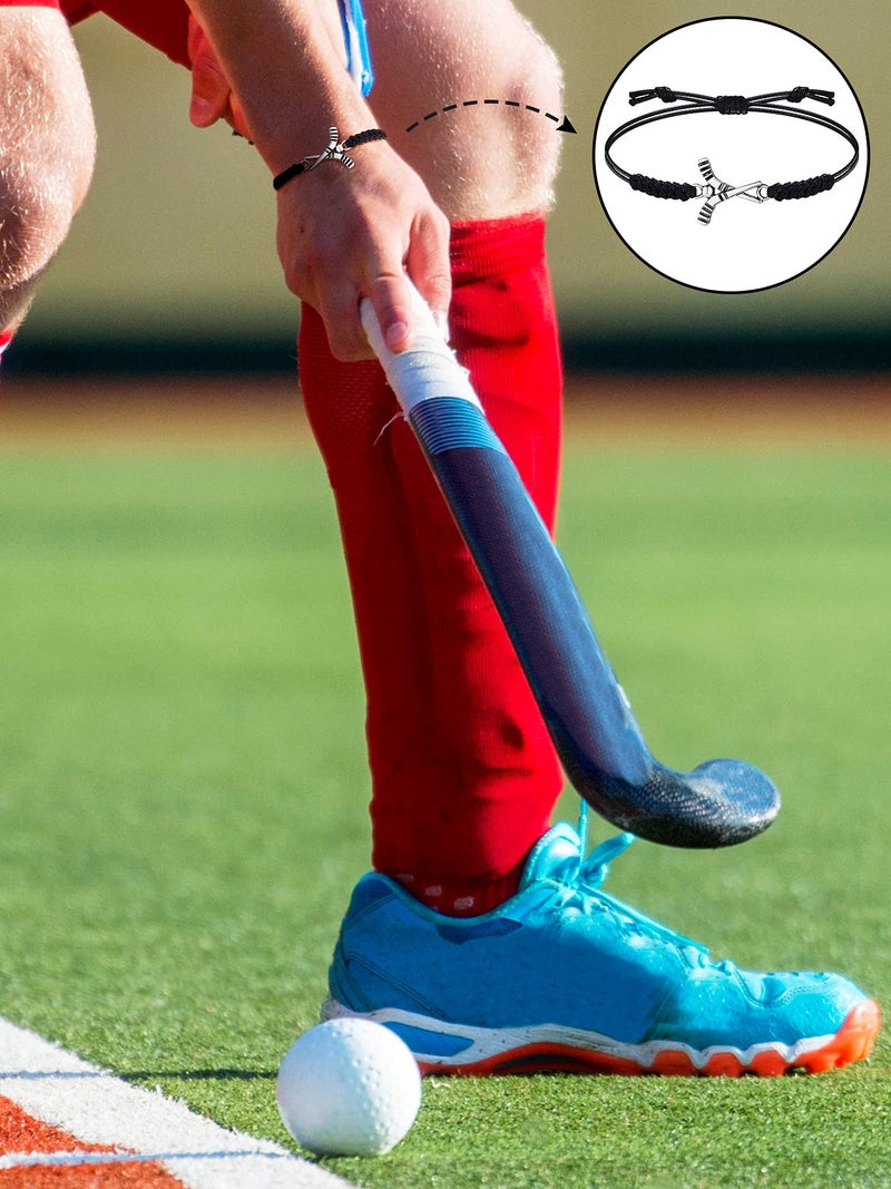 Jadive 20 Pcs Field Hockey Bracelets Gifts Adjustable Rope Hockey Jewelry Charms Team Gifts Bulk for Valentines Friends Players Coaches(Black Rope) - Image 5