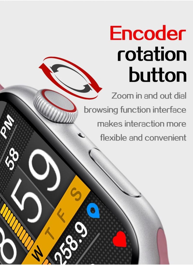 i7 Pro Max Smart Calling Watch with Rotating Encoder Button and Replaceable Strap Pink