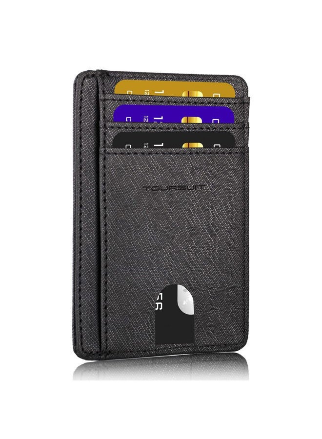 TOURSUIT Travel Minimalist Slim Front Pocket Wallet for Men Women, RFID Blocking Credit Card Holder Case, Cross Black, Minimalist - Image 1