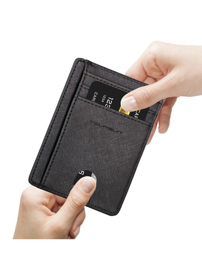 TOURSUIT Travel Minimalist Slim Front Pocket Wallet for Men Women, RFID Blocking Credit Card Holder Case, Cross Black, Minimalist - Image 5