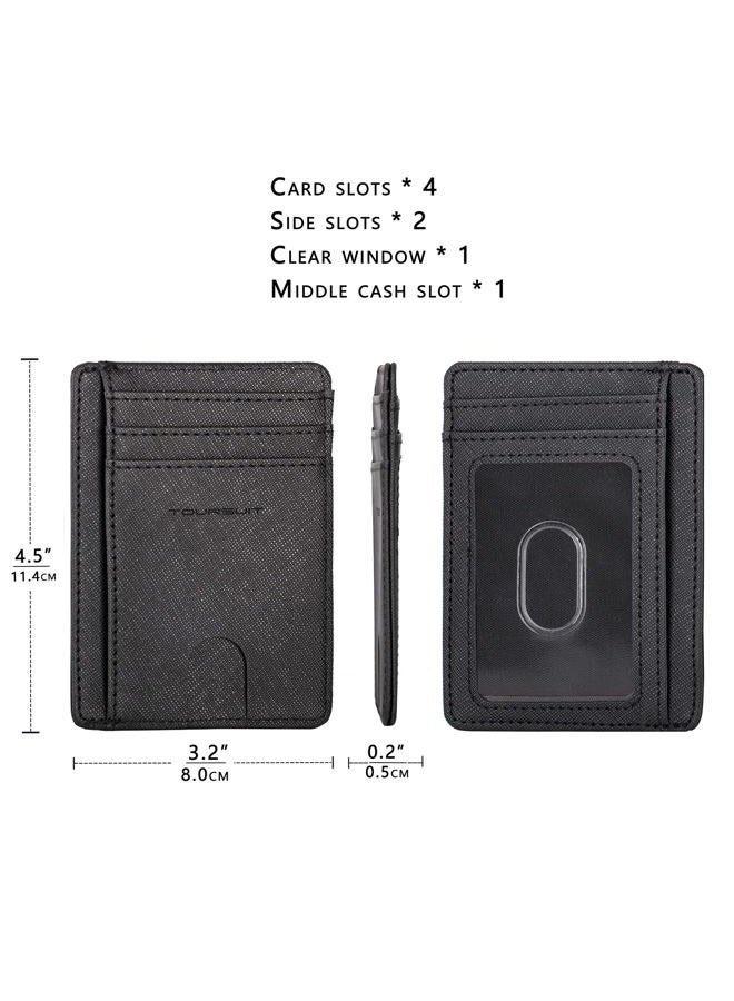 TOURSUIT Travel Minimalist Slim Front Pocket Wallet for Men Women, RFID Blocking Credit Card Holder Case, Cross Black, Minimalist - Image 4