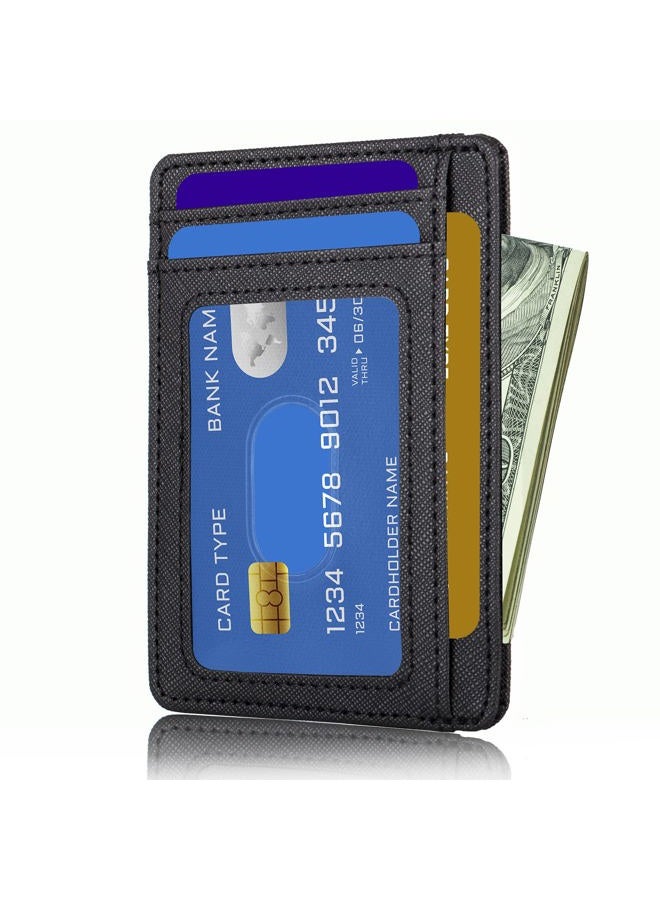 TOURSUIT Travel Minimalist Slim Front Pocket Wallet for Men Women, RFID Blocking Credit Card Holder Case, Cross Black, Minimalist - Image 2