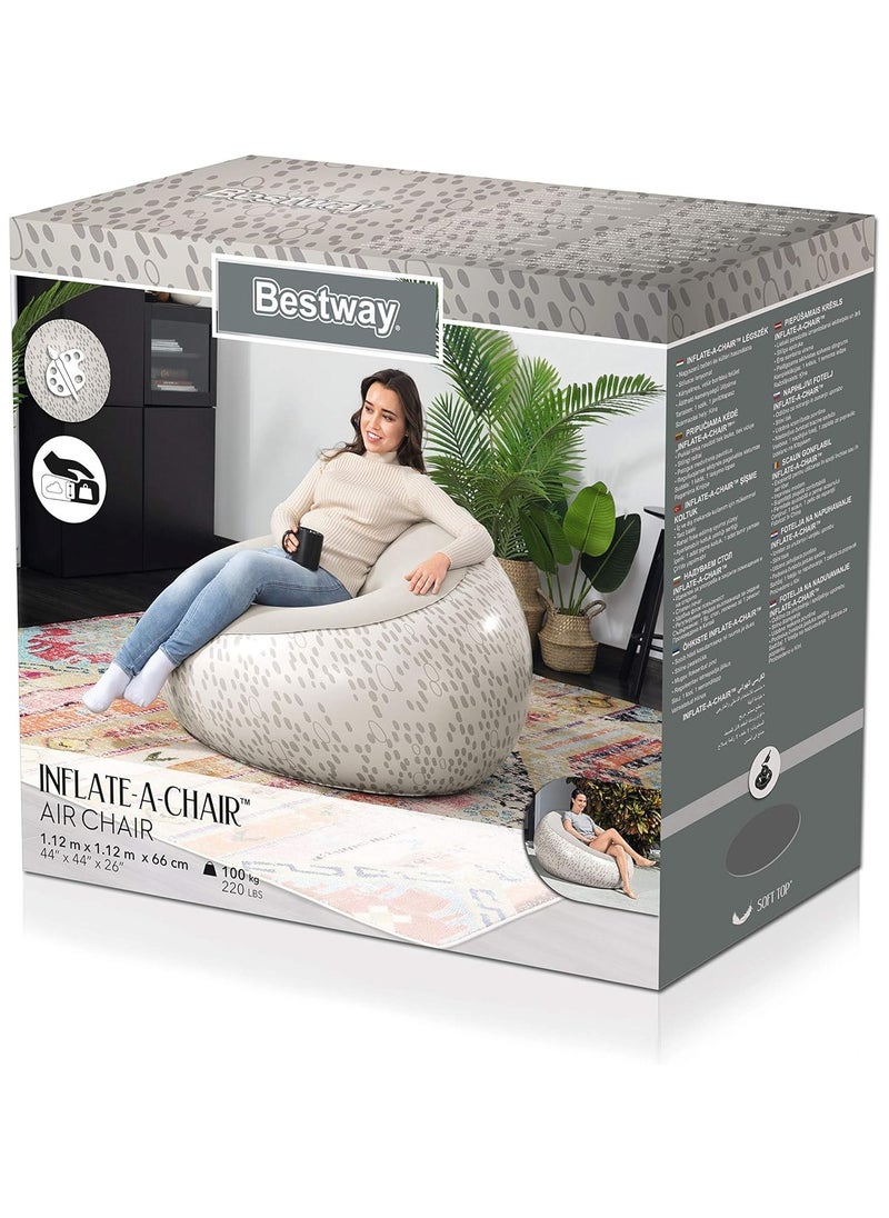Bestway Inflatable Air Chair, Stand Up Pillow, for Indoor and Outdoor Use, Suitable for Children and Adults 112X112X66 CM (75052) (BEIGE)  - Image 2