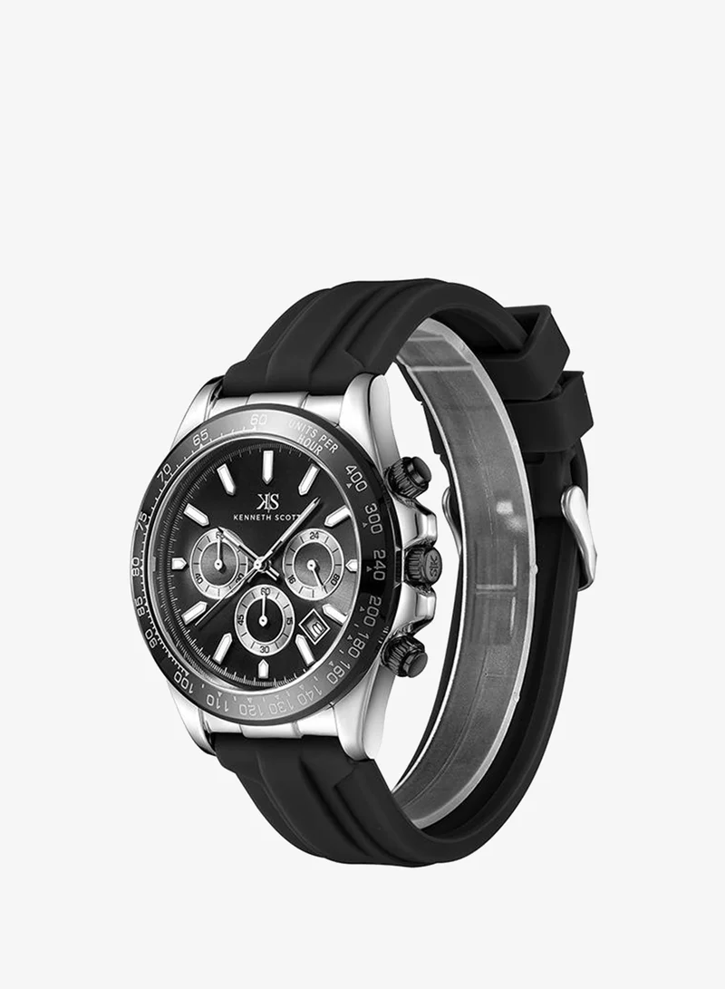 KENNETH SCOTT Men's Silicone Chrono & Multi Function Watch K23149-SSBB - 45 mm