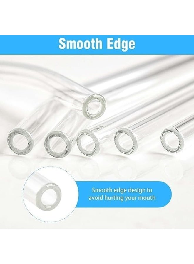 طقم شفاطات زجاجية حرارية 6 قطع مع فرشاة تنظيف – شفاط شفاف قابل لإعادة الاستخدام للمشروبات الساخنة والباردة، شالموه زجاج صحي صديق للبيئة للعصائر والقهوة والسموثي - Image 2