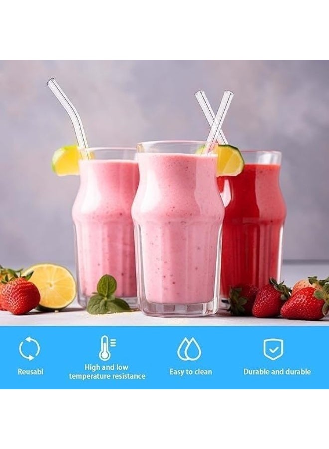 طقم شفاطات زجاجية حرارية 6 قطع مع فرشاة تنظيف – شفاط شفاف قابل لإعادة الاستخدام للمشروبات الساخنة والباردة، شالموه زجاج صحي صديق للبيئة للعصائر والقهوة والسموثي - Image 4