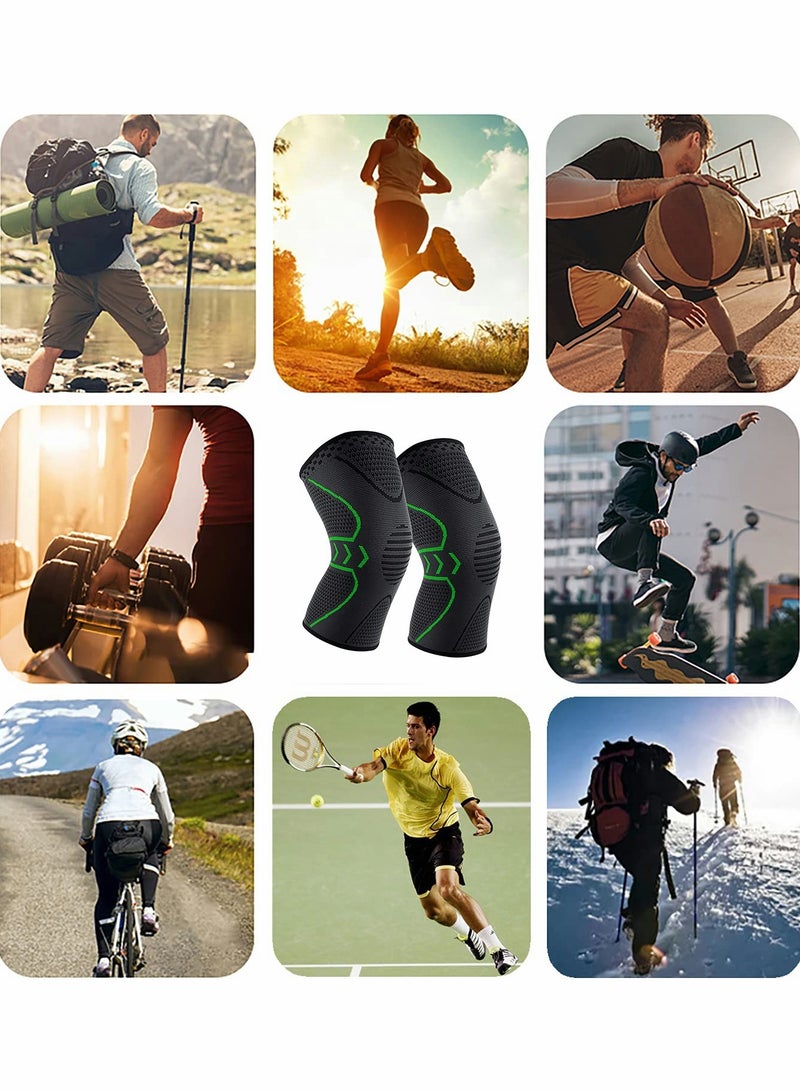 KASTWAVE دعامة الركبة، دعامة ضاغطة للركبة للرجال والنساء | دعامة الركبة للجري وكرة السلة ورفع الأثقال والصالة الرياضية والتمرين والرياضة، قطعتان - Image 3