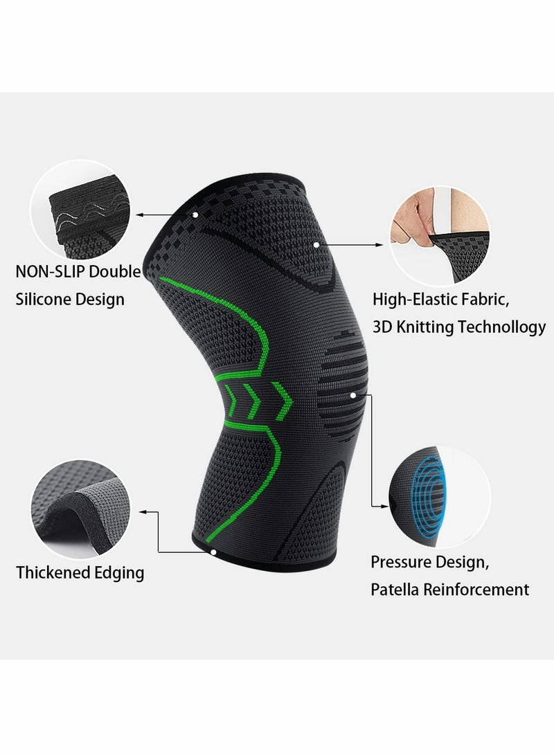 KASTWAVE دعامة الركبة، دعامة ضاغطة للركبة للرجال والنساء | دعامة الركبة للجري وكرة السلة ورفع الأثقال والصالة الرياضية والتمرين والرياضة، قطعتان - Image 2