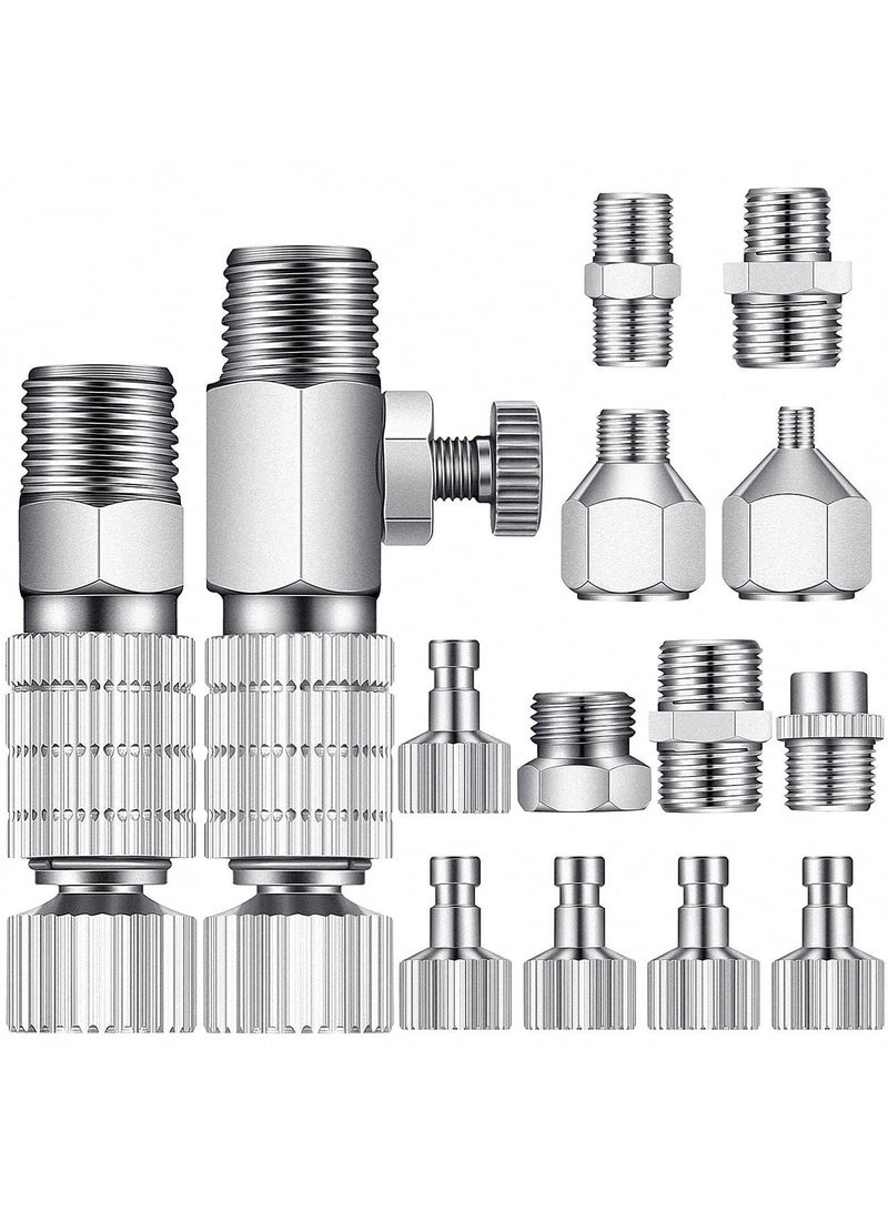 Y&D 15 Pieces Airbrush Adapter Set Quick Release Coupling Disconnect Kit Fitting Connector Female Connectors for Air Compressor and Hose  - Image 1