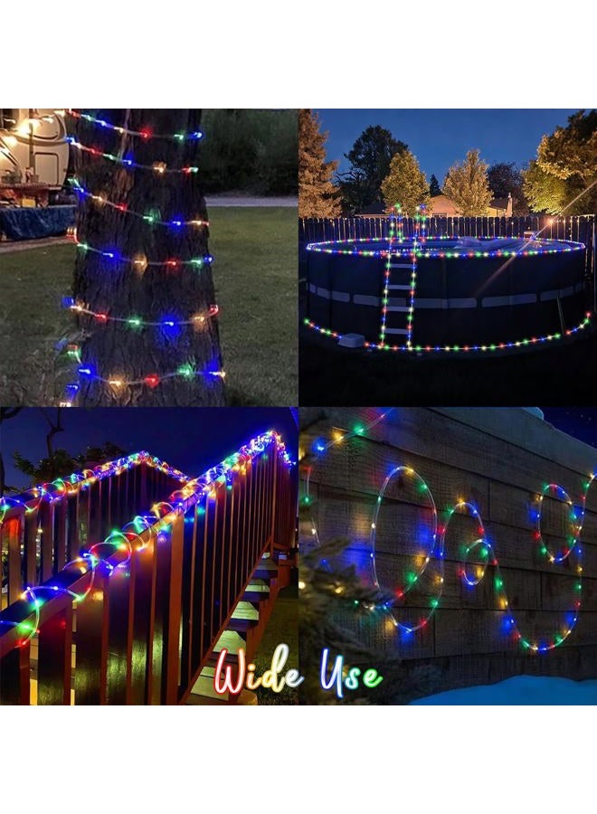 Qitong Christmas Solar Rope Lights, 2 Pack Each 33ft 100 LED Solar Rope Lights Outdoor Waterproof, 8 Modes Clear Tube Christmas Lights for Christmas Garden Patio Porch Tree Party Wedding - Image 5