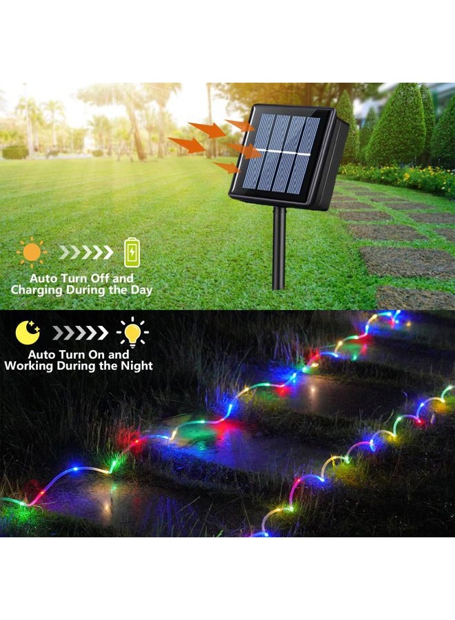 Qitong Christmas Solar Rope Lights, 2 Pack Each 33ft 100 LED Solar Rope Lights Outdoor Waterproof, 8 Modes Clear Tube Christmas Lights for Christmas Garden Patio Porch Tree Party Wedding - Image 2