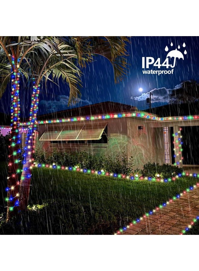 Qitong Christmas Solar Rope Lights, 2 Pack Each 33ft 100 LED Solar Rope Lights Outdoor Waterproof, 8 Modes Clear Tube Christmas Lights for Christmas Garden Patio Porch Tree Party Wedding - Image 4