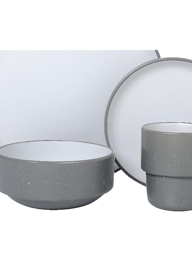 Bien Servi 16 Piece Elegant And Modern Design Stoneware Dinner Set Grey 41270130/G - Image 2