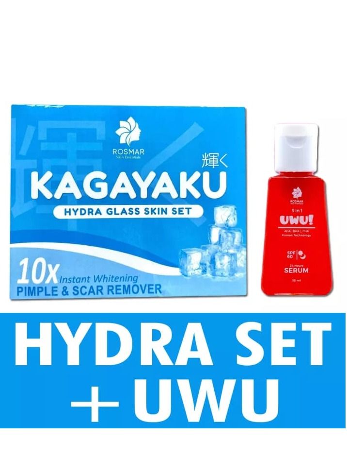 روزمار مجموعة هيدرا جلاس للبشرة من 10 أصناف بثرة التبييض الفوري ومزيل الندبات 5in1 مجموعة العناية بالبشرة خفيفة الصيانة - Image 1